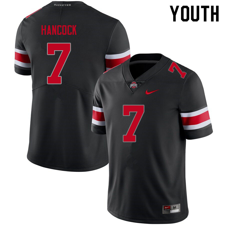 Ohio State Buckeyes Jordan Hancock Youth #7 Blackout Authentic Stitched College Football Jersey